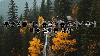 부산 원룸 이사, 용달 이용 후기와 추가 비용 줄이는 방법!